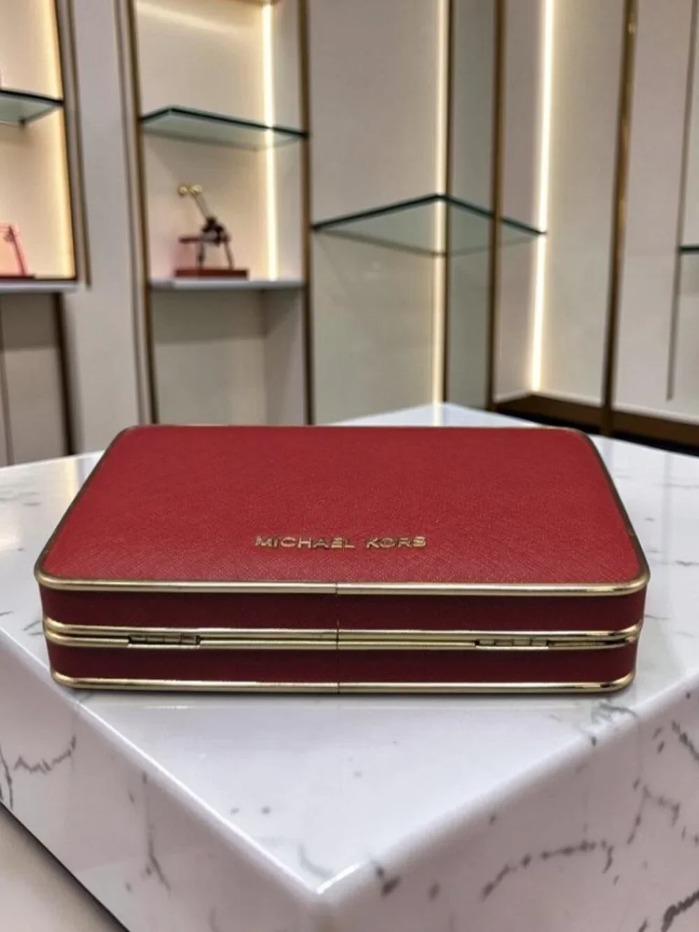 Michael Kors Vintage Saffiano Calf Leather Minaudiere Clutch